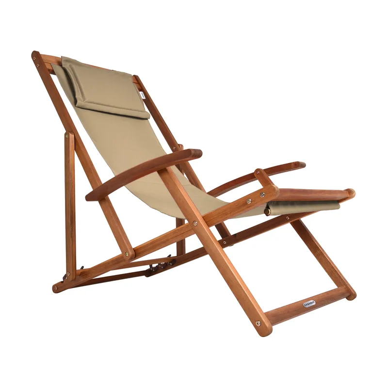 Tumbona Crema Madera de Acacia 94x60x94cm