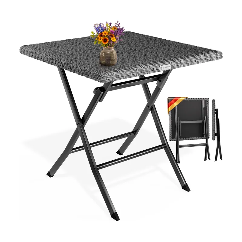 Mesa plegable de poliratán antracita 75 x 65 x 65 cm