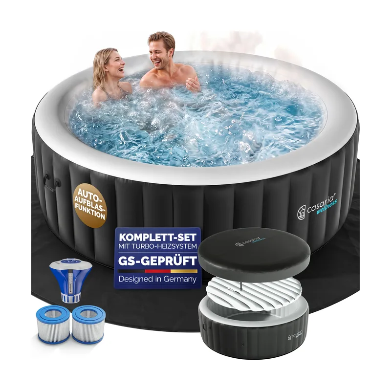 Whirlpool negro redondo para 6 personas 20-42°C resistente al invierno