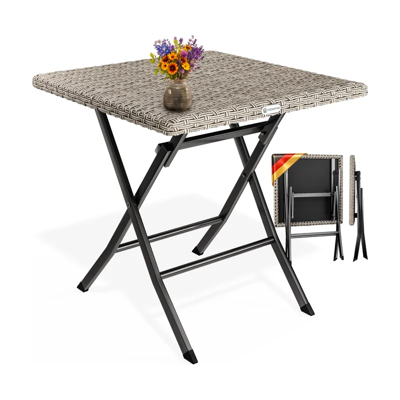 Mesa plegable de poliratán crema 75x65x65 cm