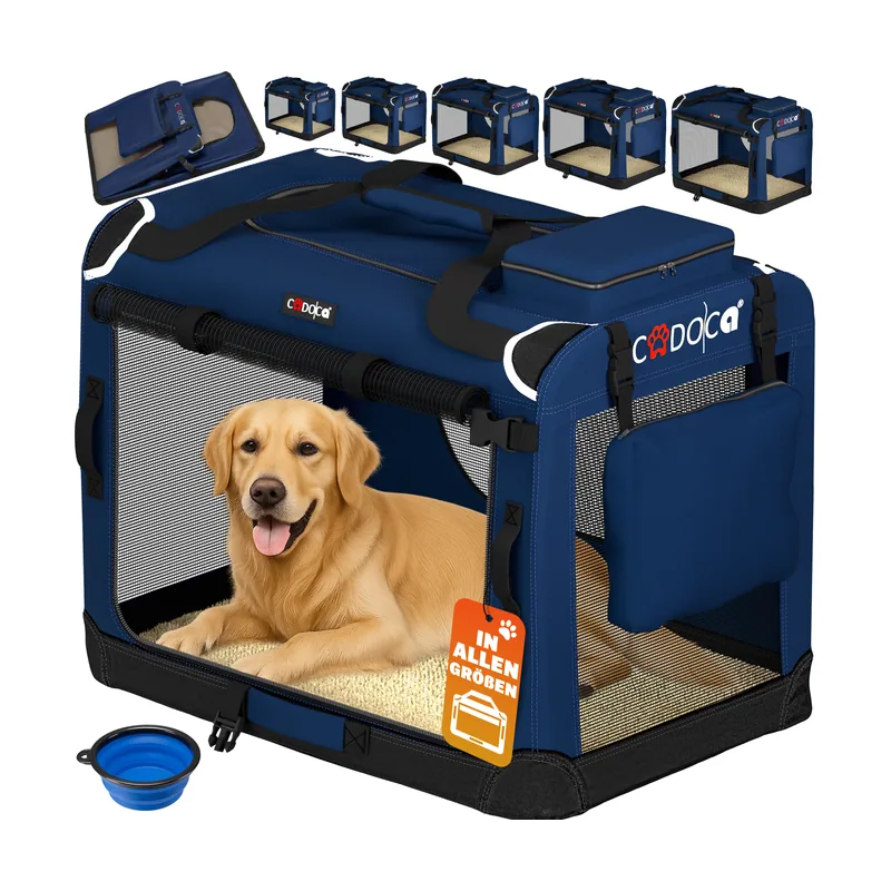 Transportín perro azul marino XXXL 101x70x70cm plegable