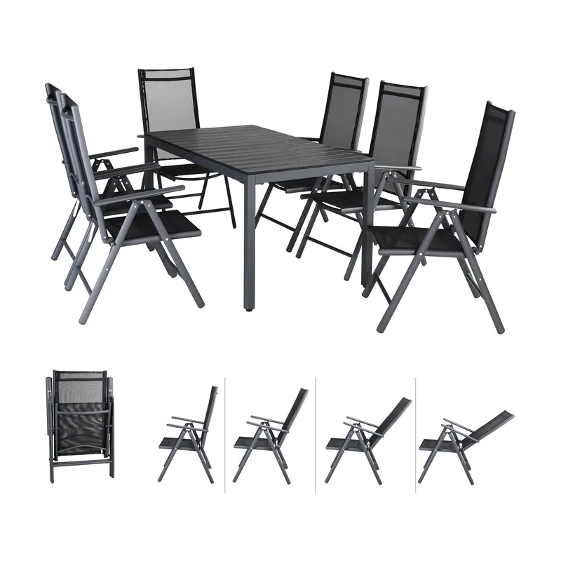 Conjunto de muebles Bern 6 sillas 1 mesa aluminio