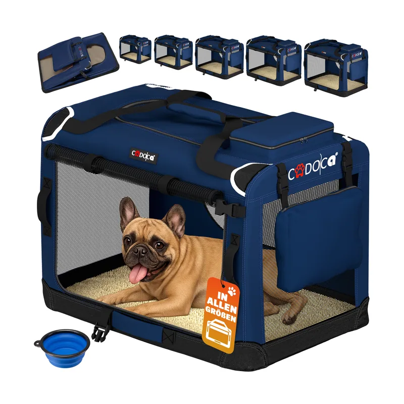 Transportín perro azul marino M 60x42x44cm plegable