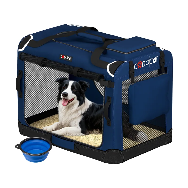 Transportín perro azul marino XL 82x56x58cm plegable