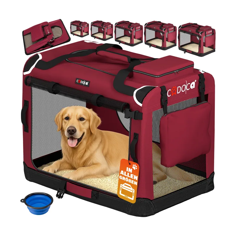 Transportín perro burdeos XXXL 101x70x70cm plegable