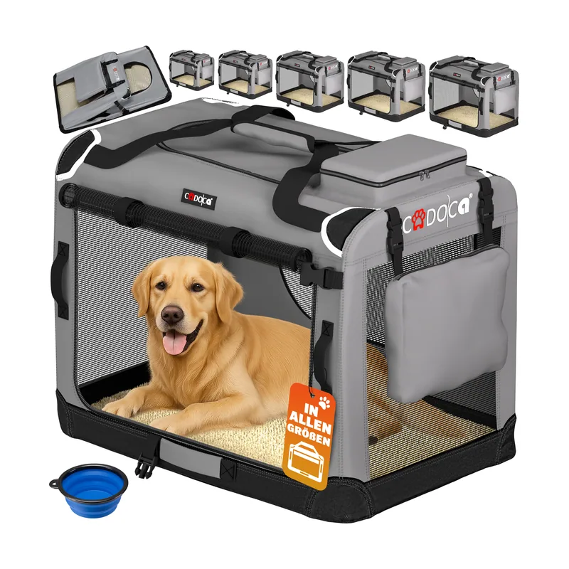 Transportín perro gris XXXL 101x70x70cm plegable