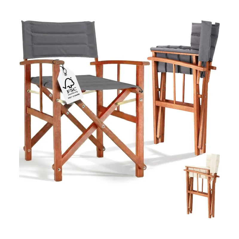 Silla de director Madera de eucalipto antracita de primera calidad