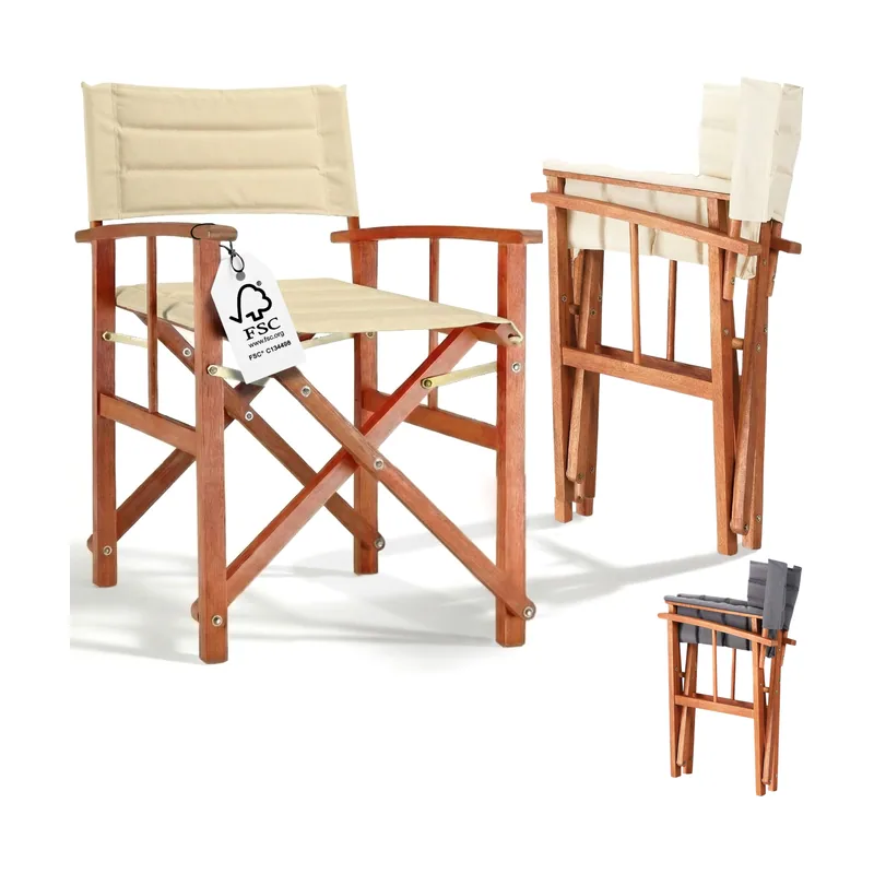 Silla de director Premium Cream Madera de eucalipto certificada FSC Tapizada hasta 160 kg