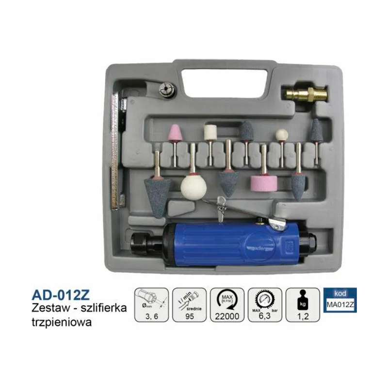 Adler Esmeriladora recta neumática + accesorios