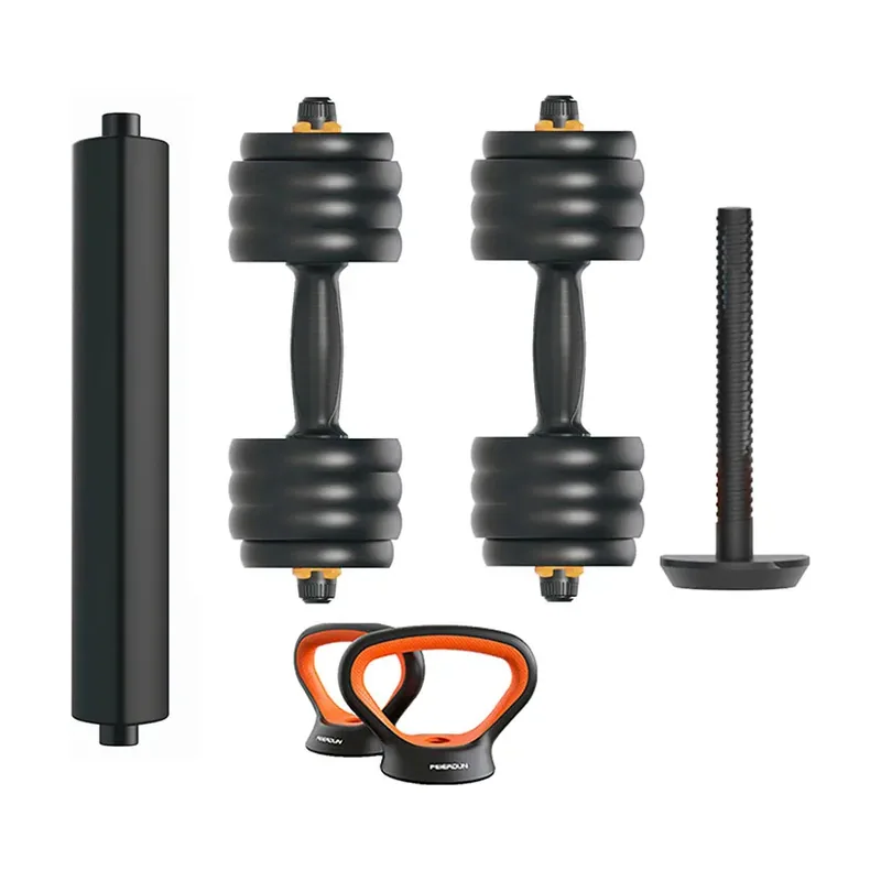 Kit De Mancuernas V2+barra+pesa Rusa