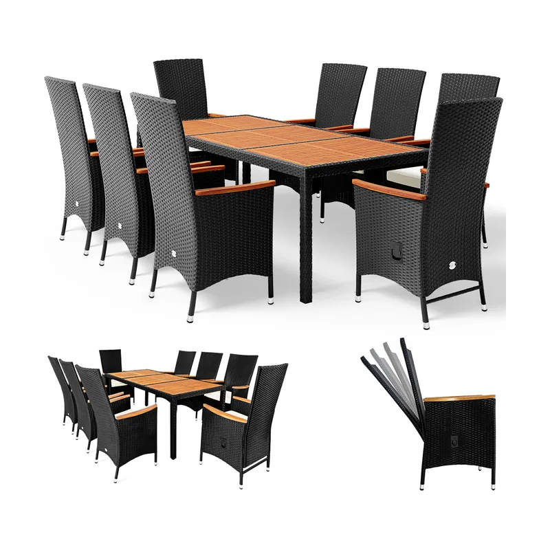 Conjunto mesa y sillas Verona Premium 1+8 poliratán acacia
