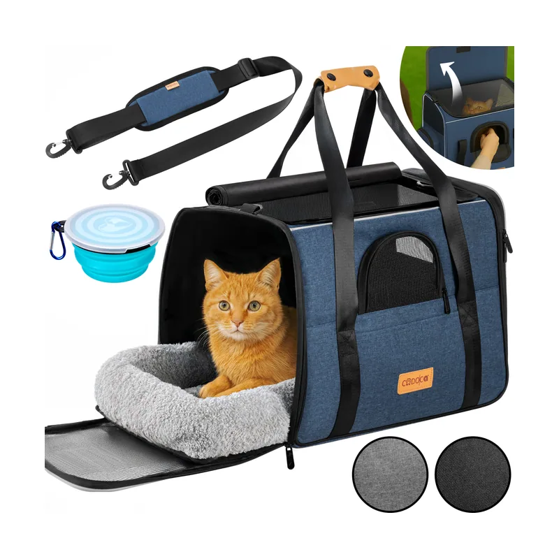 Caja de transporte para gatos azul 44x34x31cm hasta