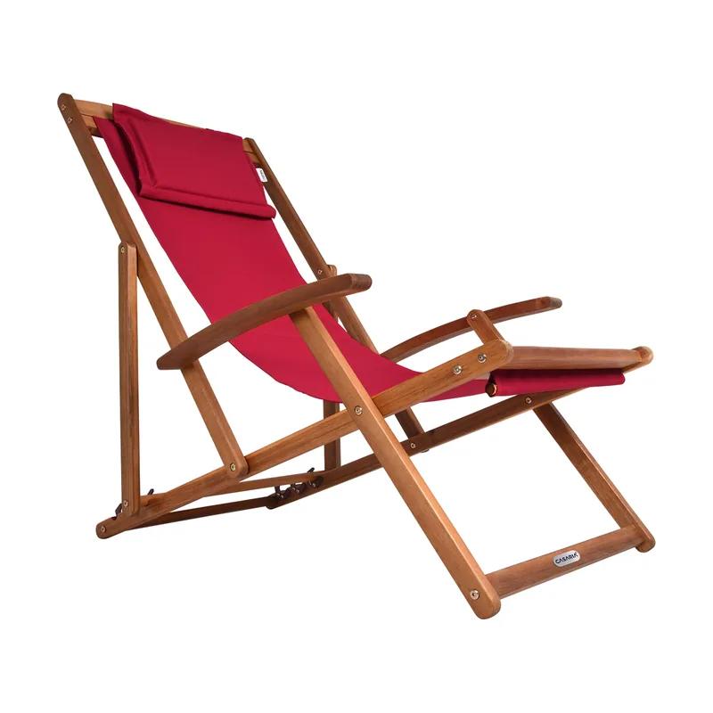 Tumbona jardín roja madera de acacia 94x60x94cm plegable