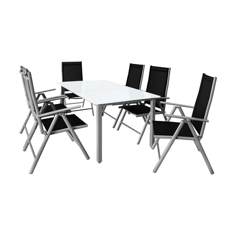 Conjunto mesa y sillas jardín Berna 1+6 aluminio plegables