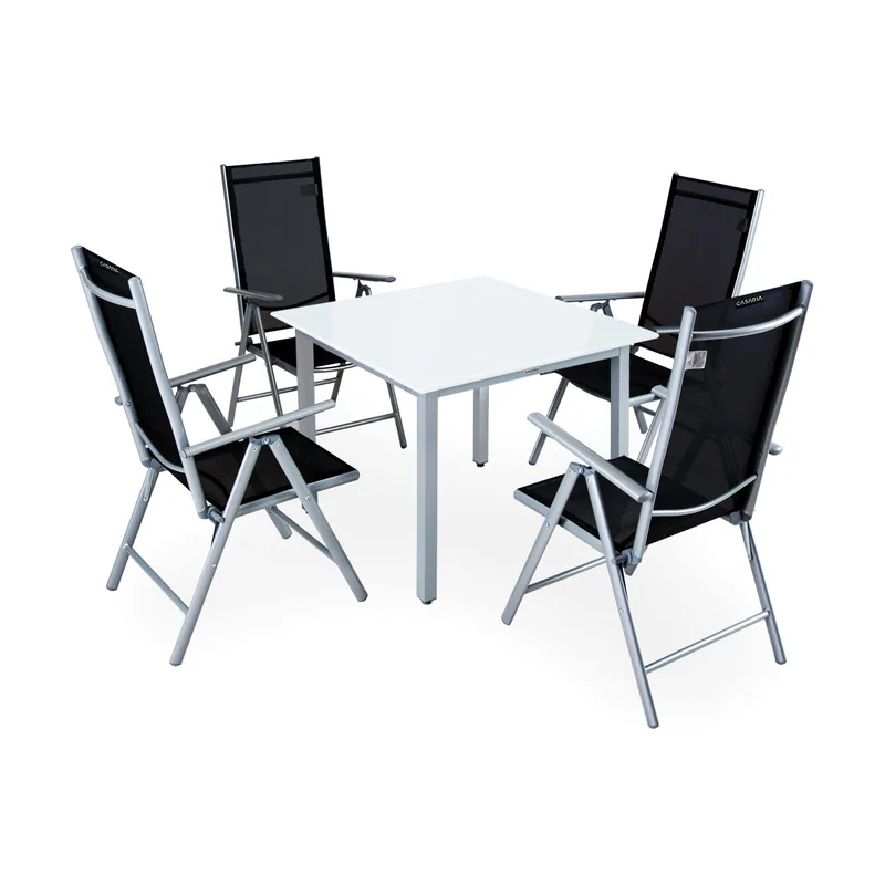 Conjunto mesa y sillas Berna 1+4 vidrio