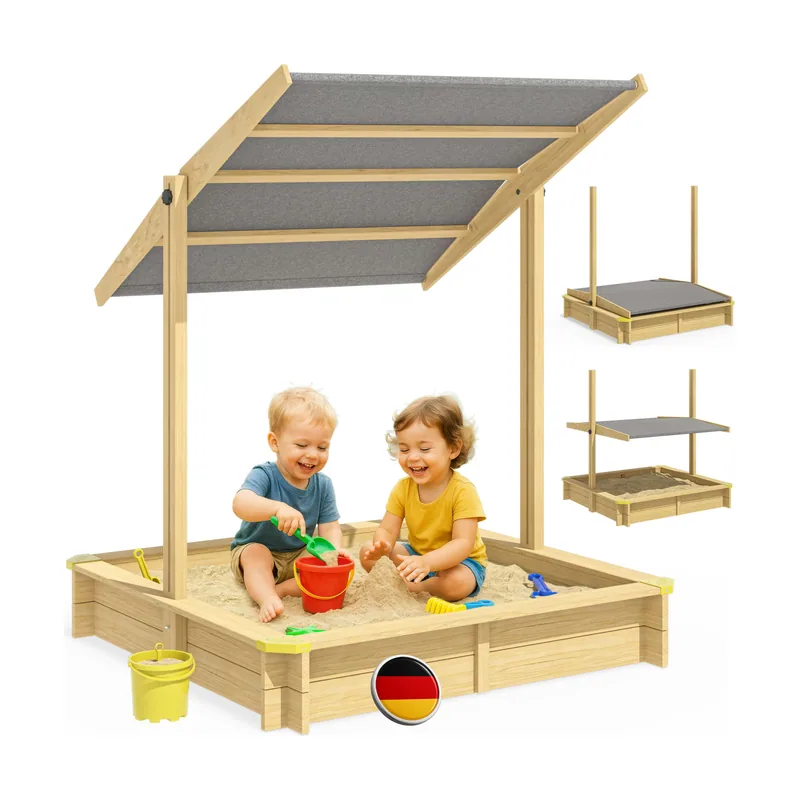 Arenero infantil Samu 120x120cm con techo altura ajustable