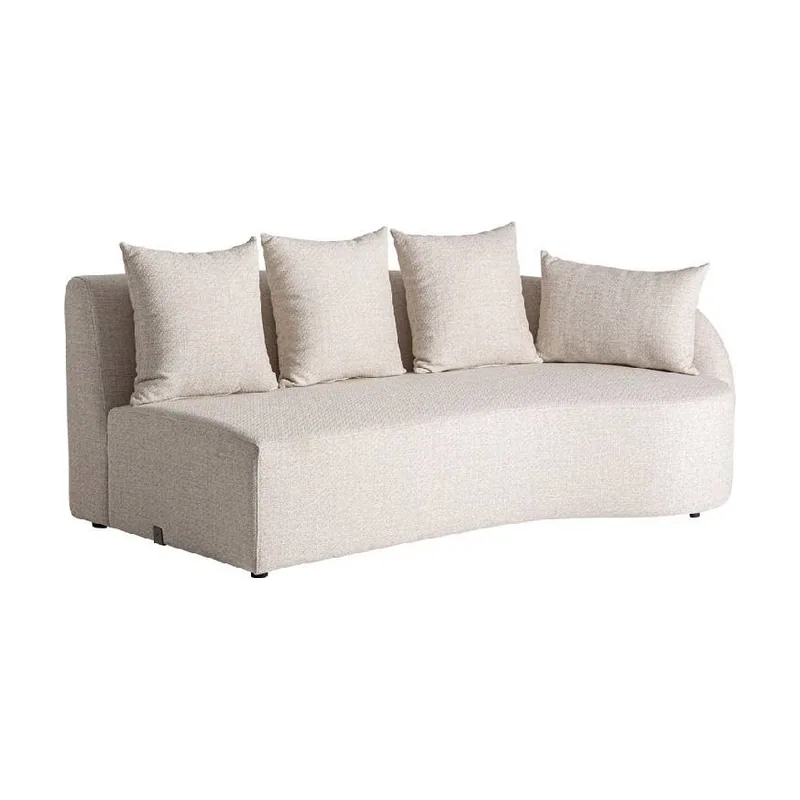 Sofá tres plazas en tela beige de diseño orgánico con cojines