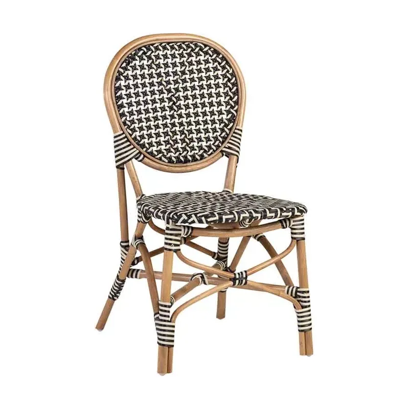 Silla comedor bistró negro ratán serie Aina
