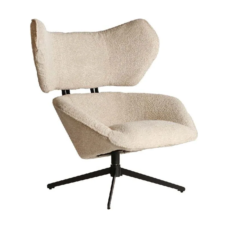 Sillón giratorio algodón bouclé crema serie Enzo