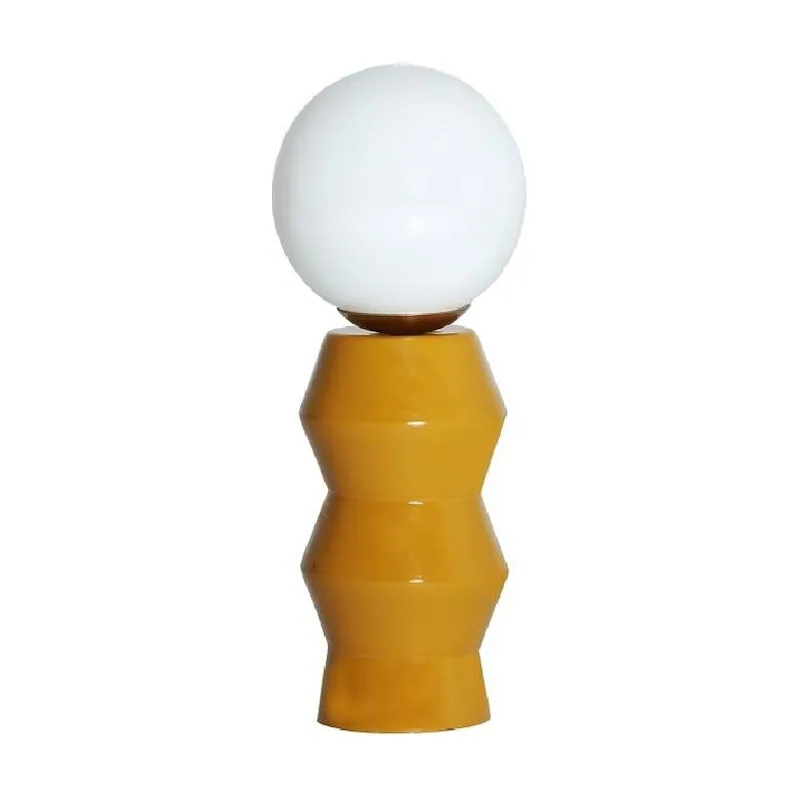 Lámpara sobremesa vidrio blanco mostaza