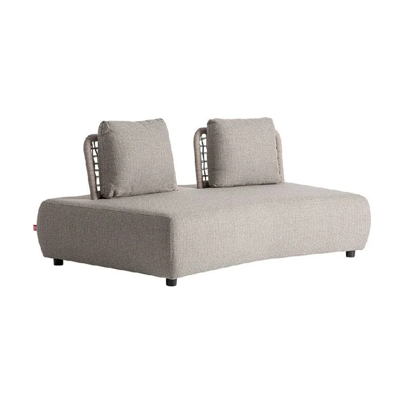 Sofá de dos plazas de aluminio gris topo y diseño trenzado