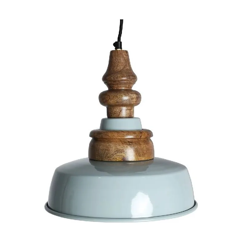 Lámpara de techo azul y madera Estilo Industrial