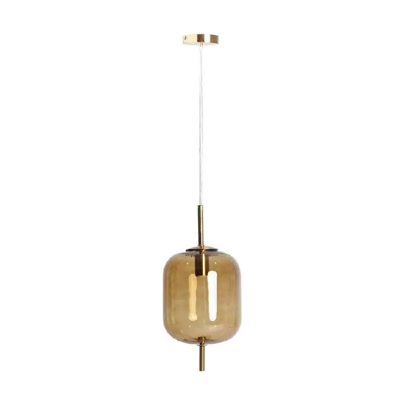 Lámpara techo cristal ámbar hierro