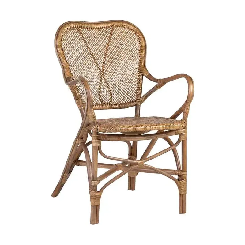 Sillón estilo bistró ratán natural serie Aina