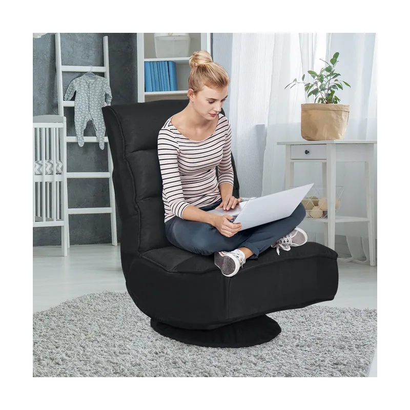 Silla a Ras de Suelo Giratoria a 360° Regulable en 5 Posiciones para Videojuegos Adultos Leer Mirar