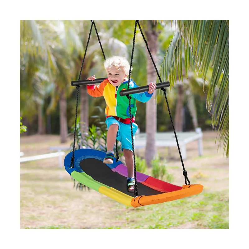 Columpio para Árbol con Ángulos Blandos Altura Regulable y Estructura de Metal para Adultos y Niños Multicolor