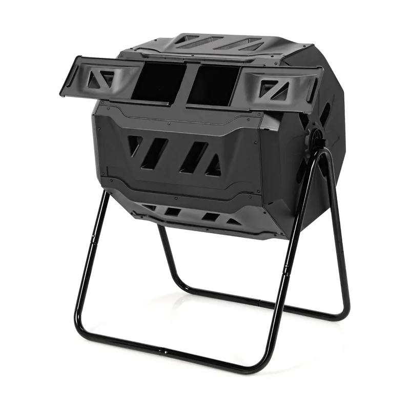 Compostador de Exterior 160 L Cesto de Reciclaje de Residuos Orgánicos Giratorio con Doble