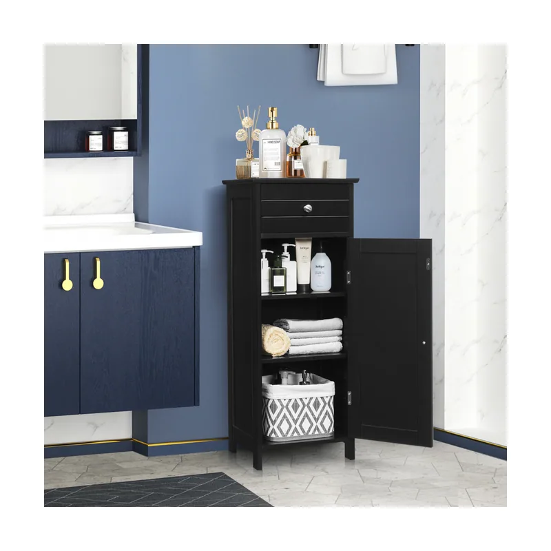 Armario del Baño Organizado Vertical 88 cm Negro
