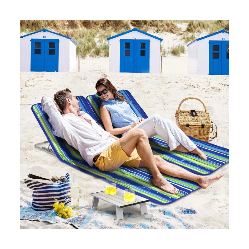Set de 2 Tumbonas Plegables para Playa Alfombrillas
