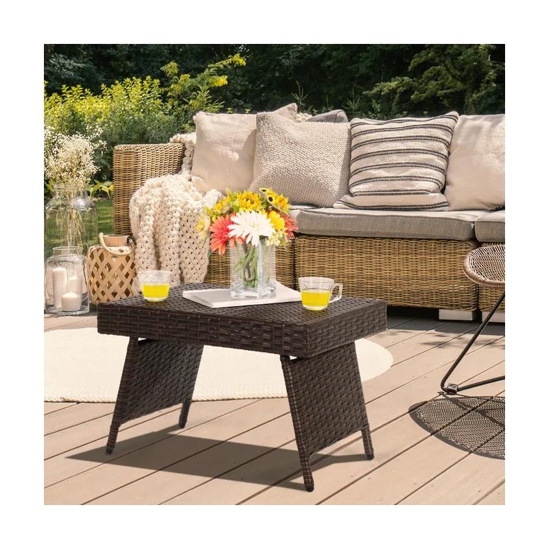 Mesa Baja de Mimbre Plegable Mesita de Exterior