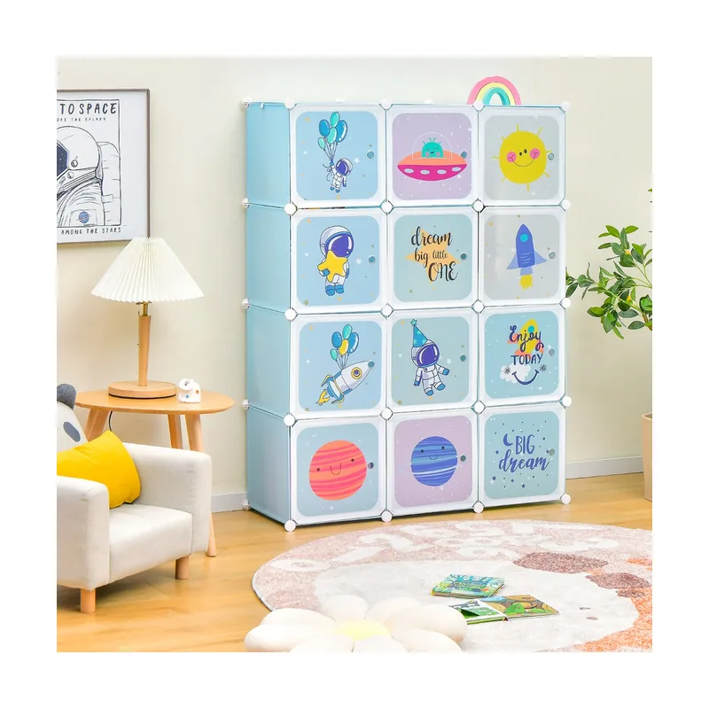 Armario Modular Infantil Portátil Estantería de 12 Cubos