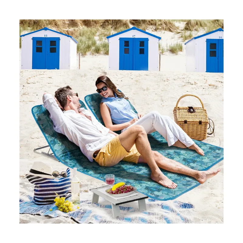Set de 2 Tumbonas Plegables para Playa Alfombrillas Verde