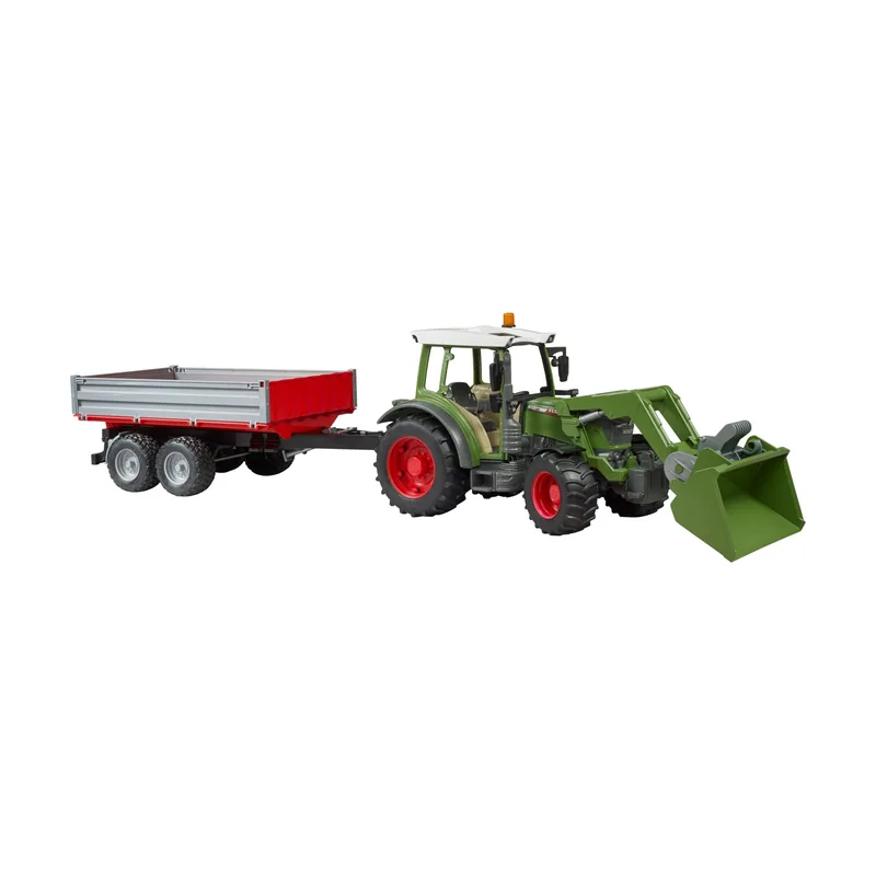 Fendt Vario 211 con cargador frontal y remolque con bordes