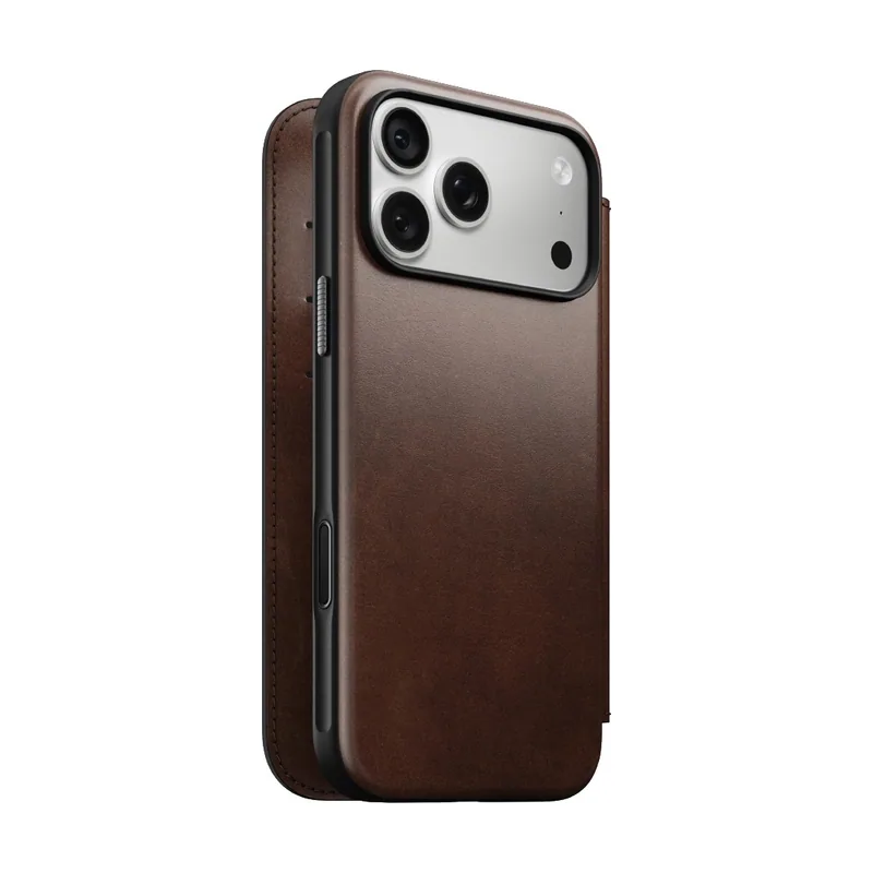 Funda Tipo Libro de Piel Horween iPhone 18 Pro Marrón