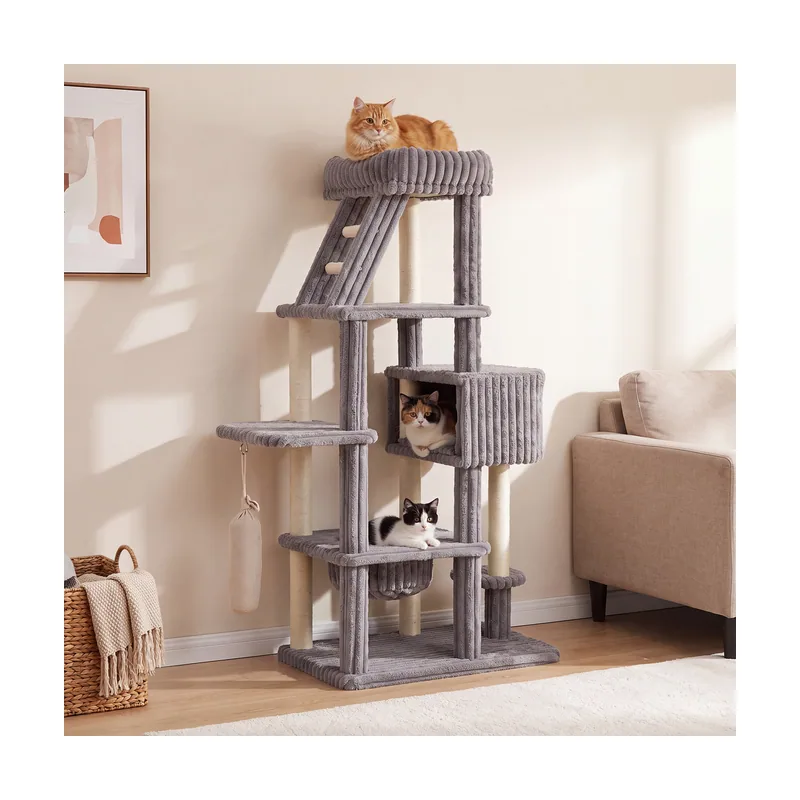 Árbol para Gatos Grande Base Ancha con Hamaca Casita