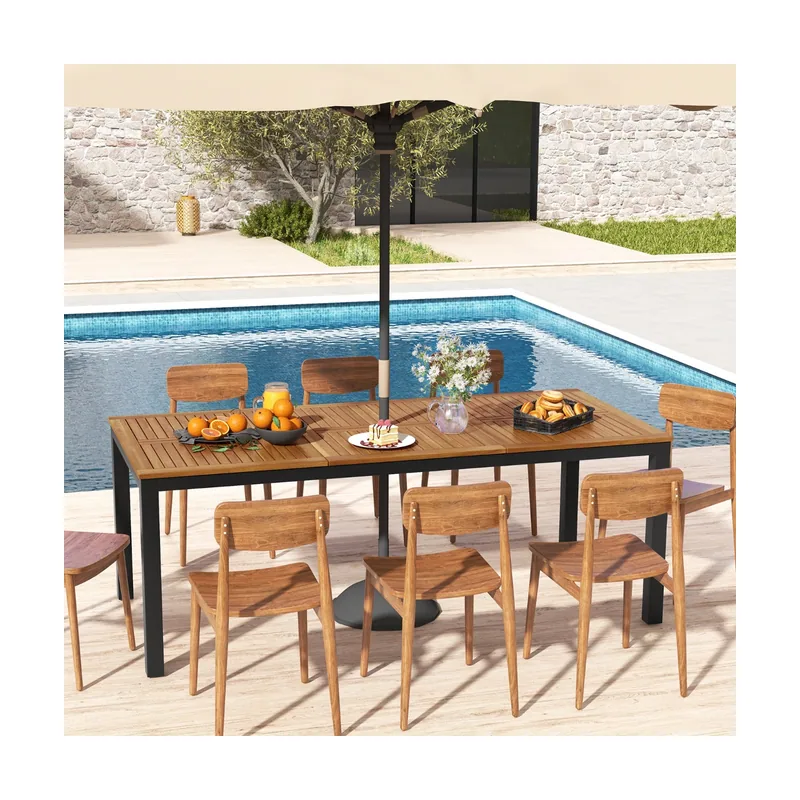 Mesa de Comedor Exterior para 8 Personas Mesa de Madera de Acacia de 200 cm