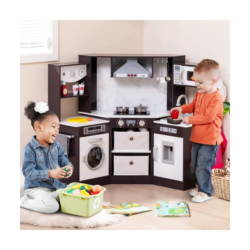 Cocina de Madera para Niños con Campana Extractora Dispensador de Agua