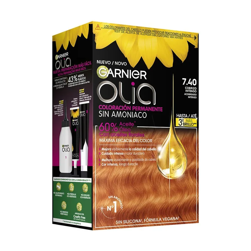 Olia Coloración Permanente Sin Amoniaco 7.40-Cobrizo Intenso 1 Un