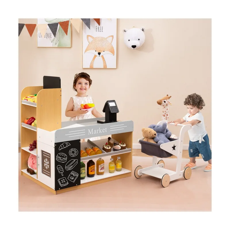 Juego de Tienda de Comestibles para Jugar de Madera Puesto de Mercado