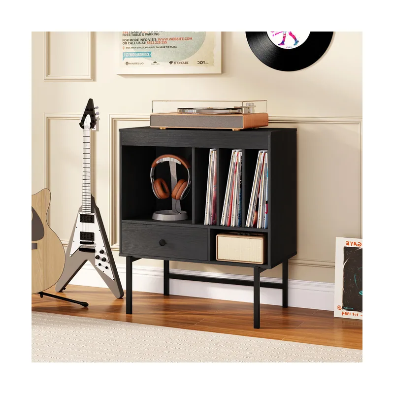 Soporte Grande para Tocadiscos Armario de Vinilos Moderno de Mitad de Siglo