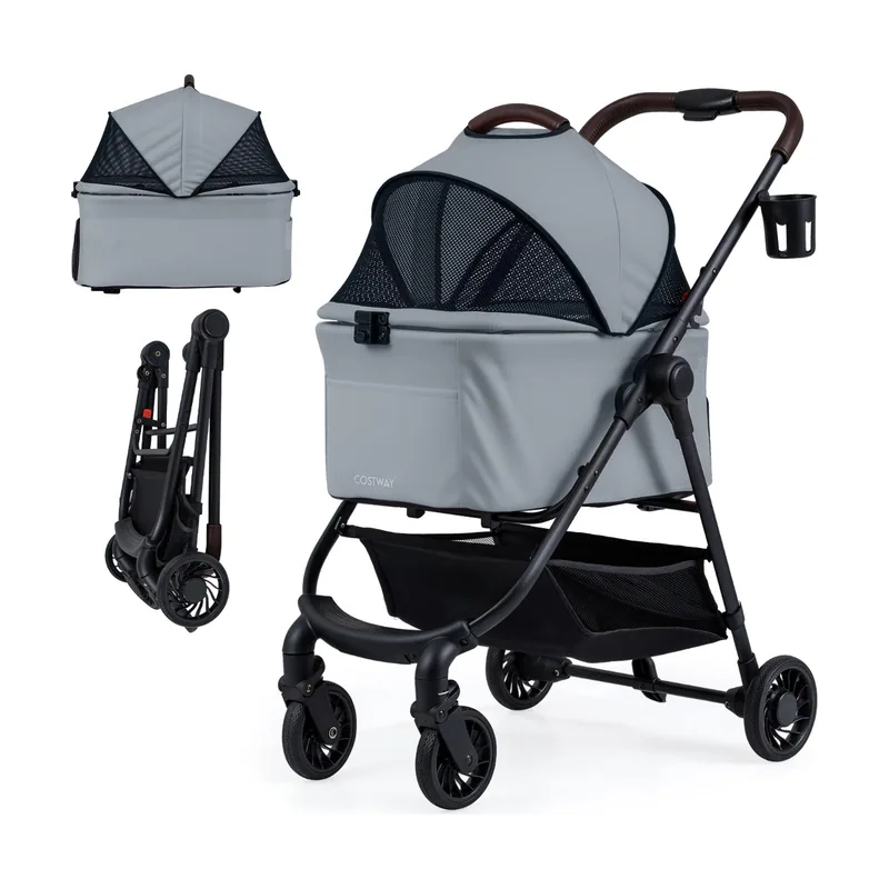 Cochecito para Mascotas 3 en 1 Plegable con Asiento