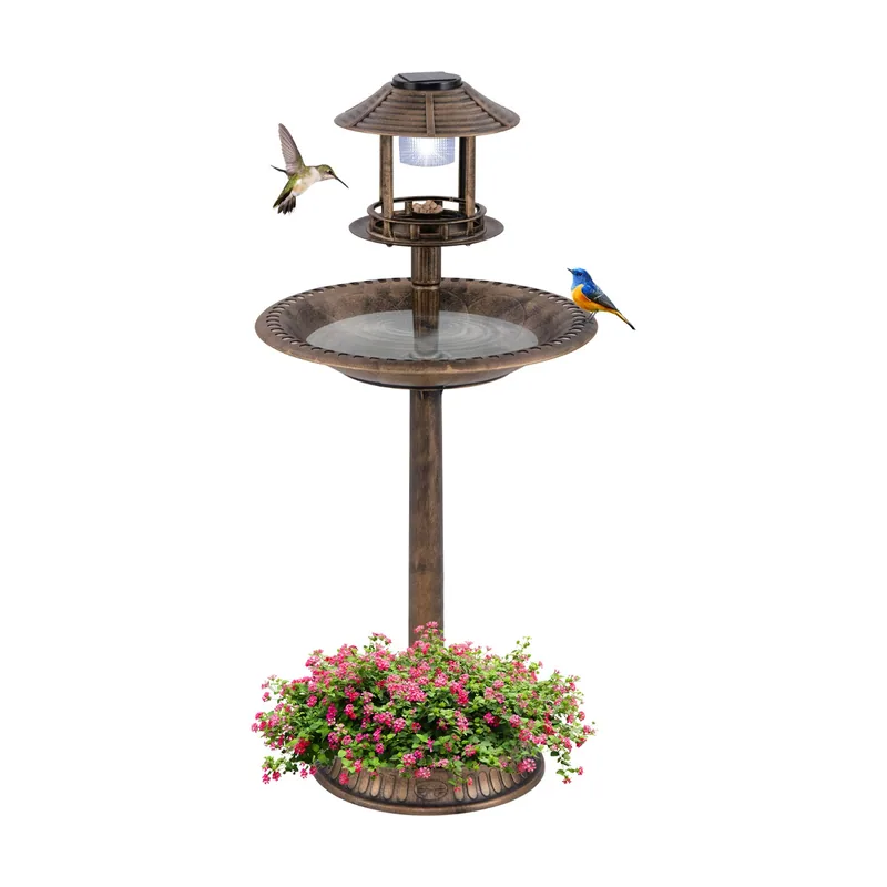 3 en 1 Baño Solar para Pájaros de Exterior