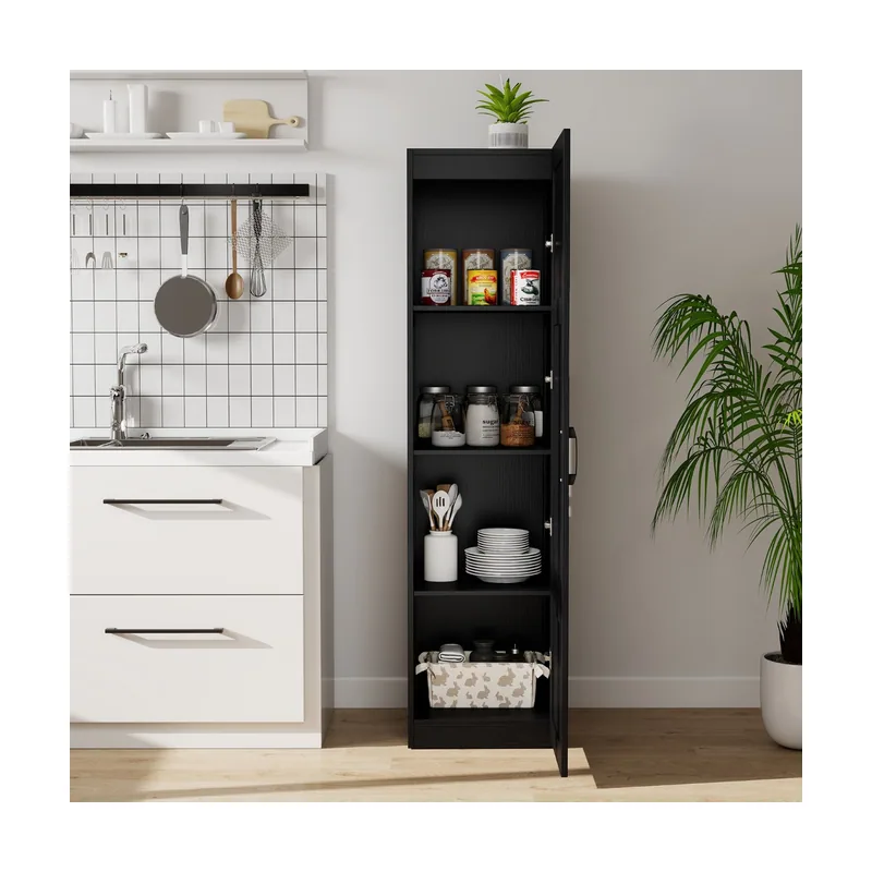 Gabinete de Almacenamiento Alto Armario de 4 Niveles Independiente 149 cm Negro