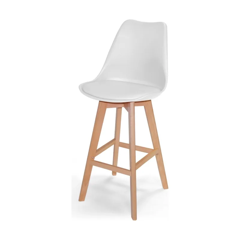 Taburete con patas de madera de haya