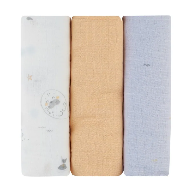 Juego de pañales de muselina 3 uds 75x75 cm Seally Me
