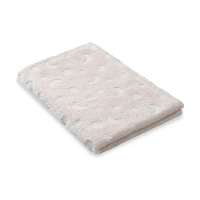 Manta Grabada Luna Estrellas Beige 80 x 110 cm